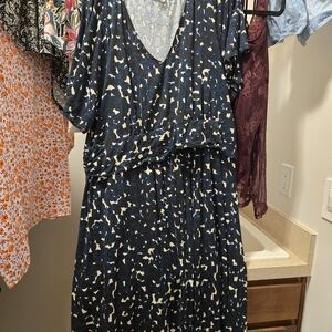 Seraphine Navy and Cream Nursing/Maternity Dress